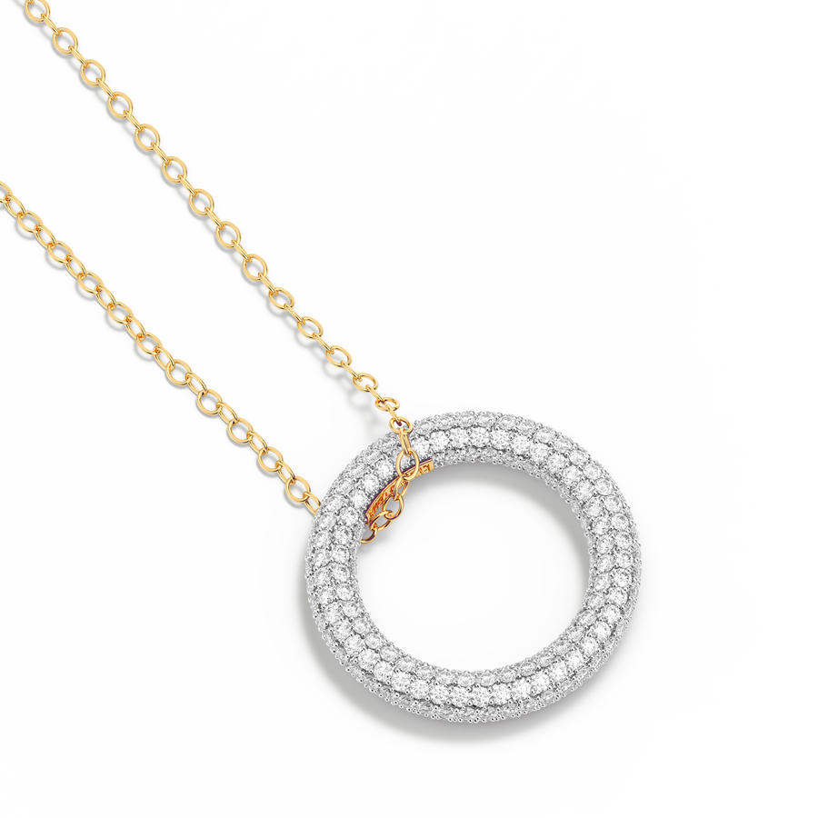 Hello Ella Full Circle Pendant Necklace in White