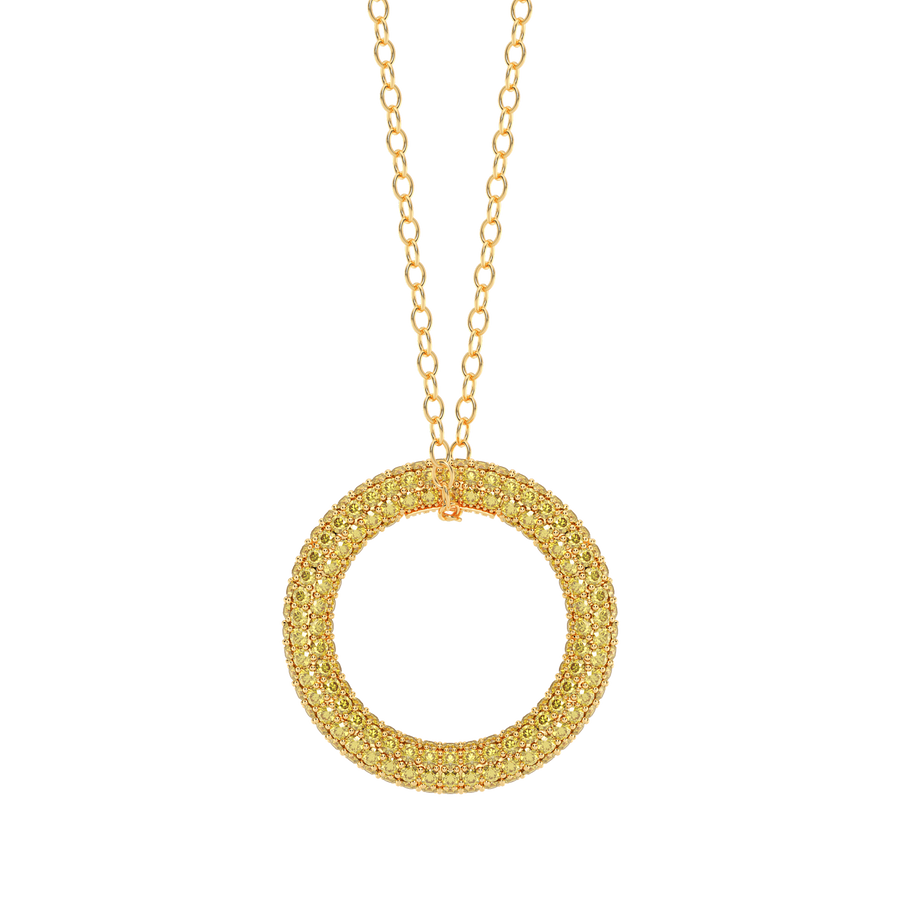 Hello Ella Full Circle Pendant Necklace in Yellow