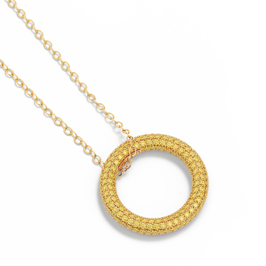 Hello Ella Full Circle Pendant Necklace in Yellow