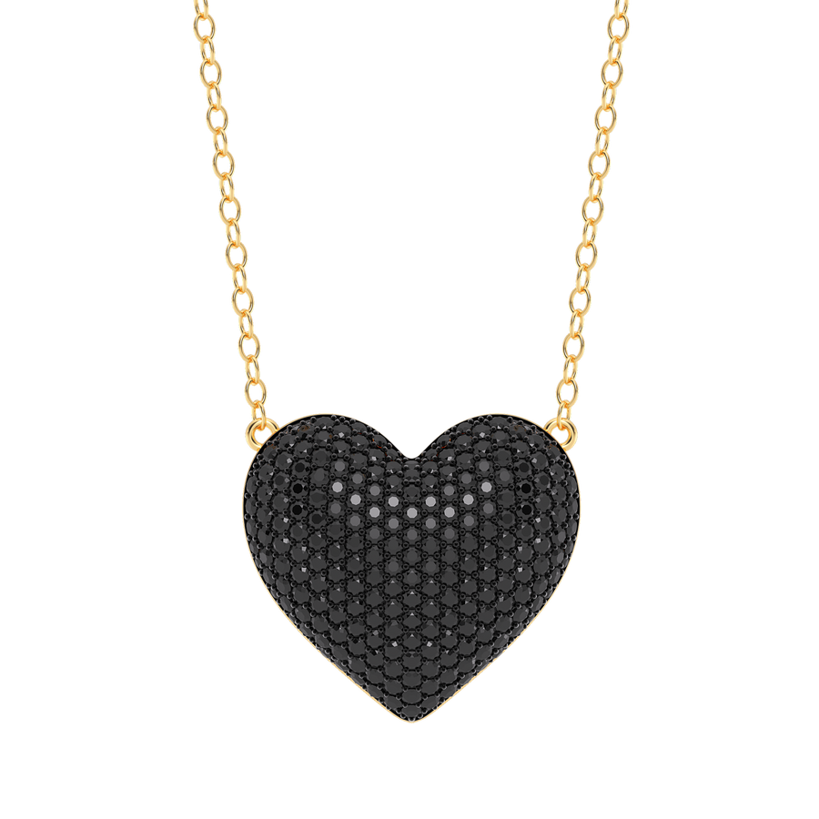Hello Ella Heart Pendant Necklace in Black