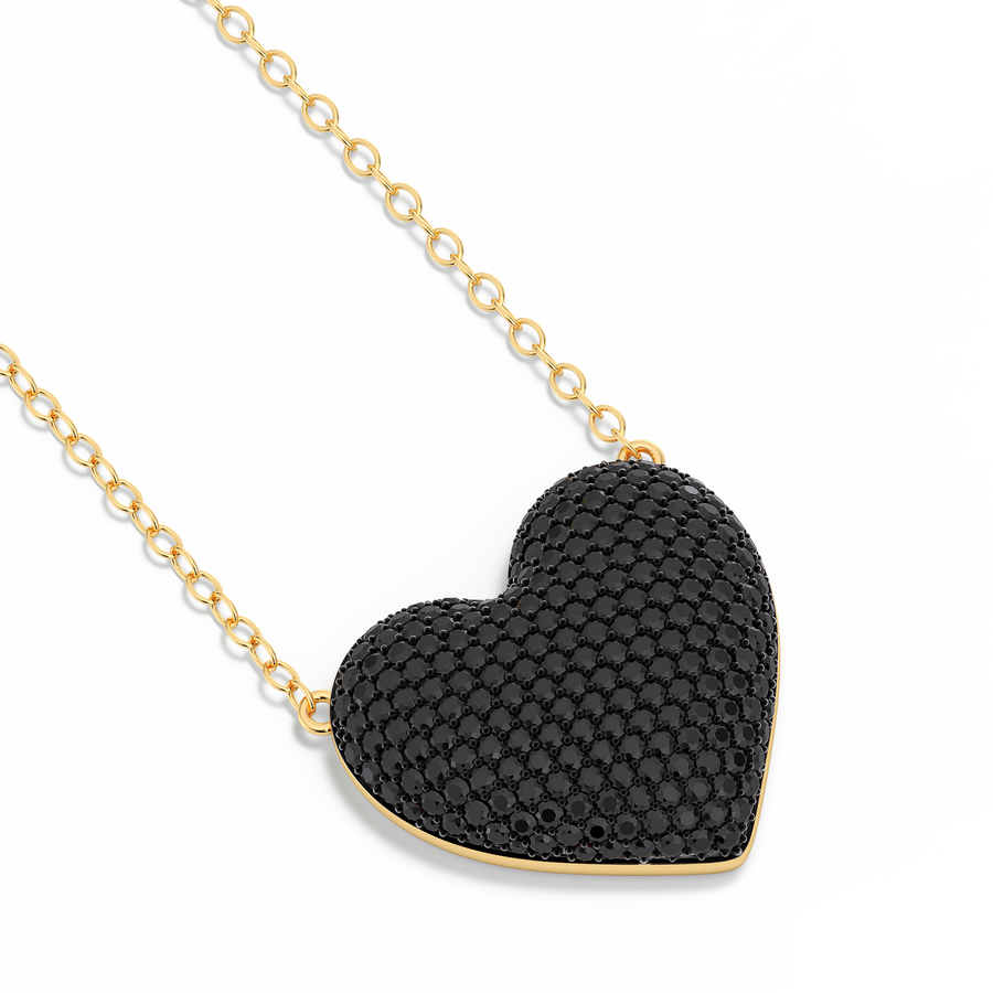 Hello Ella Heart Pendant Necklace in Black