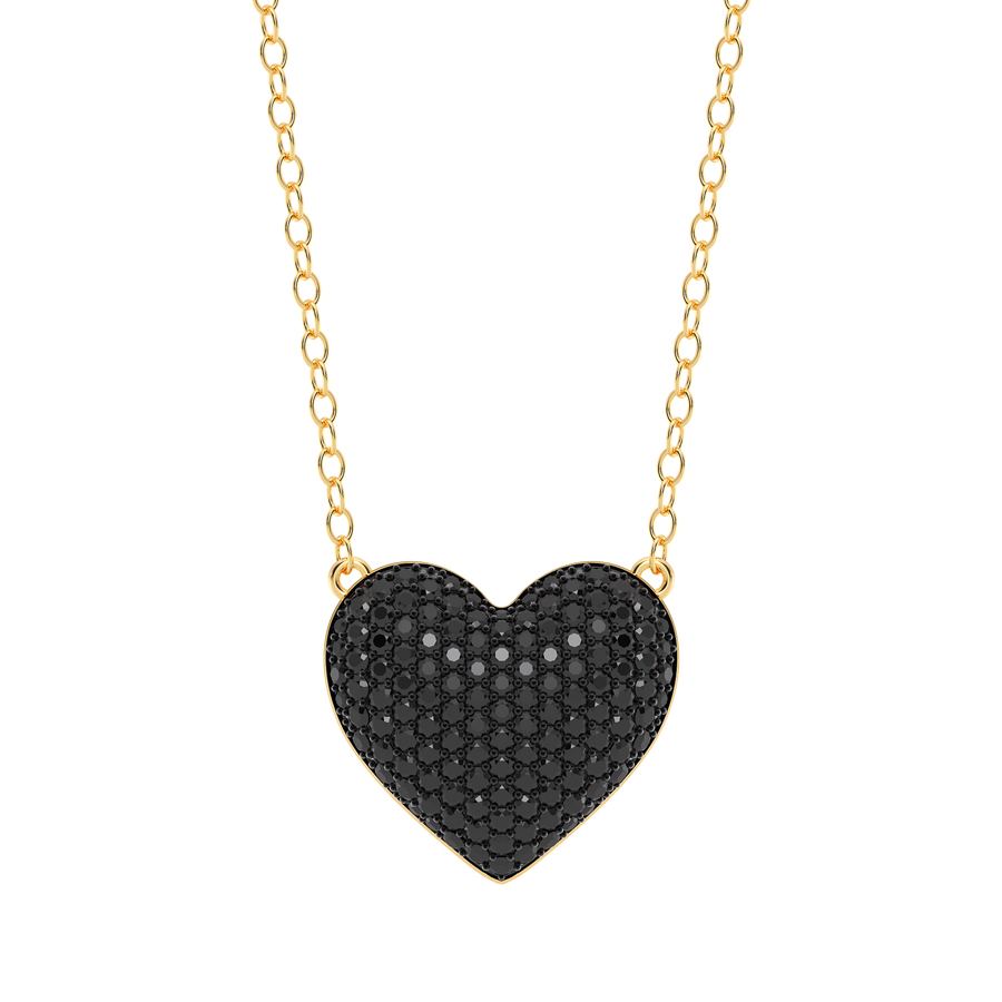 Hello Ella Heart Pendant Necklace in Black