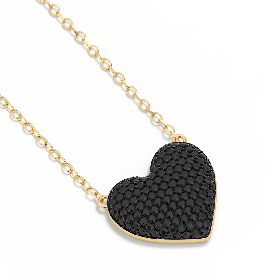 Hello Ella Heart Pendant Necklace in Black