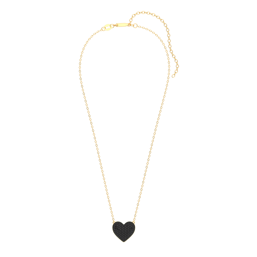 Hello Ella Heart Pendant Necklace in Black
