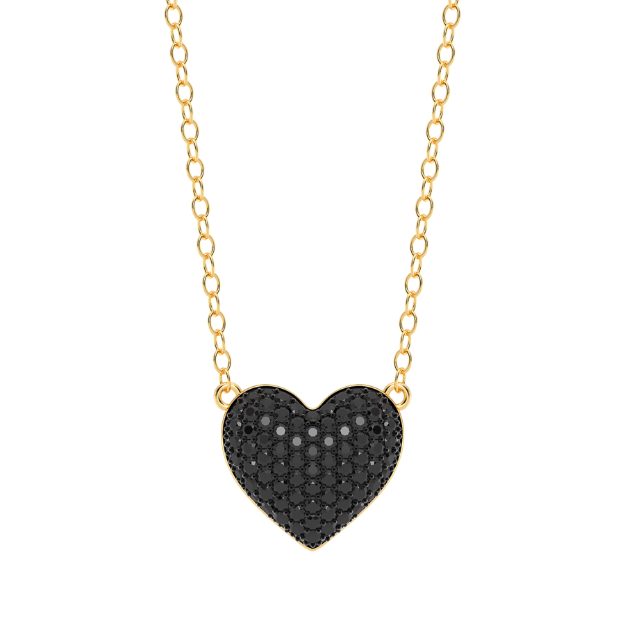 Hello Ella Heart Pendant Necklace in Black
