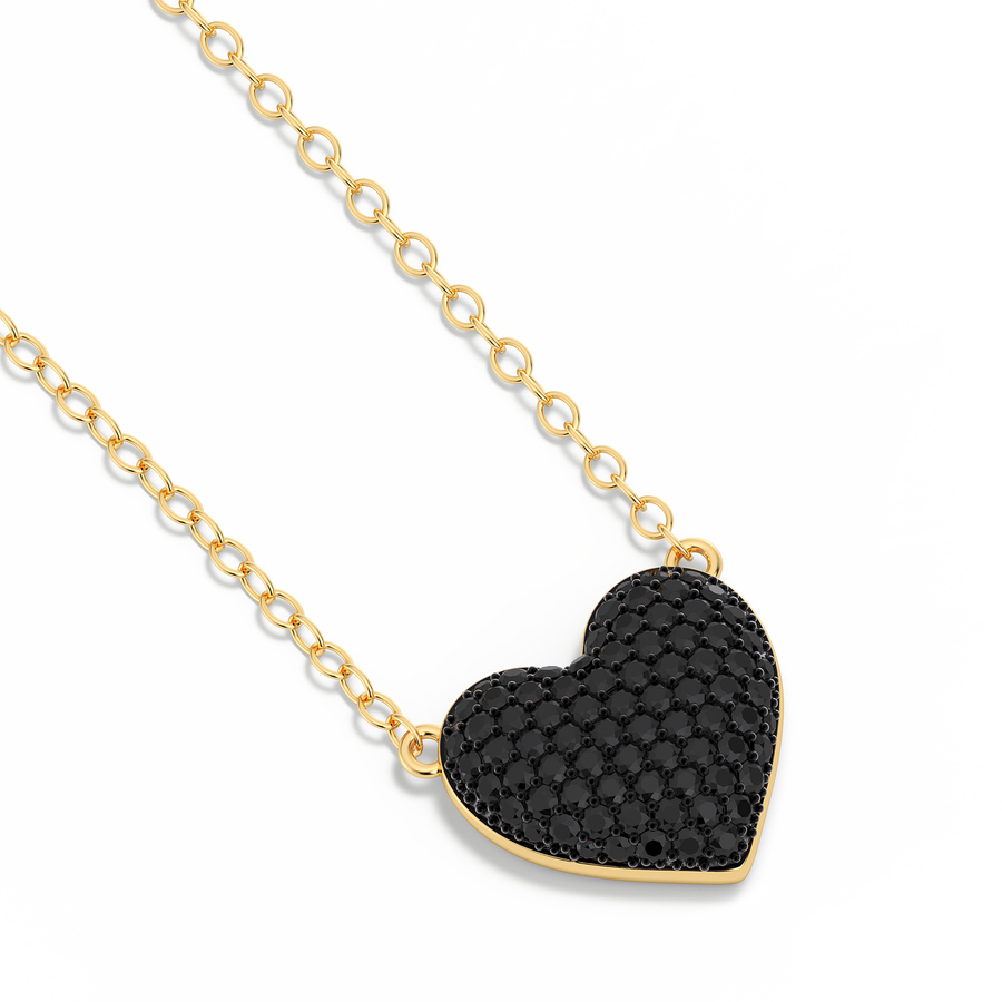 Hello Ella Heart Pendant Necklace in Black