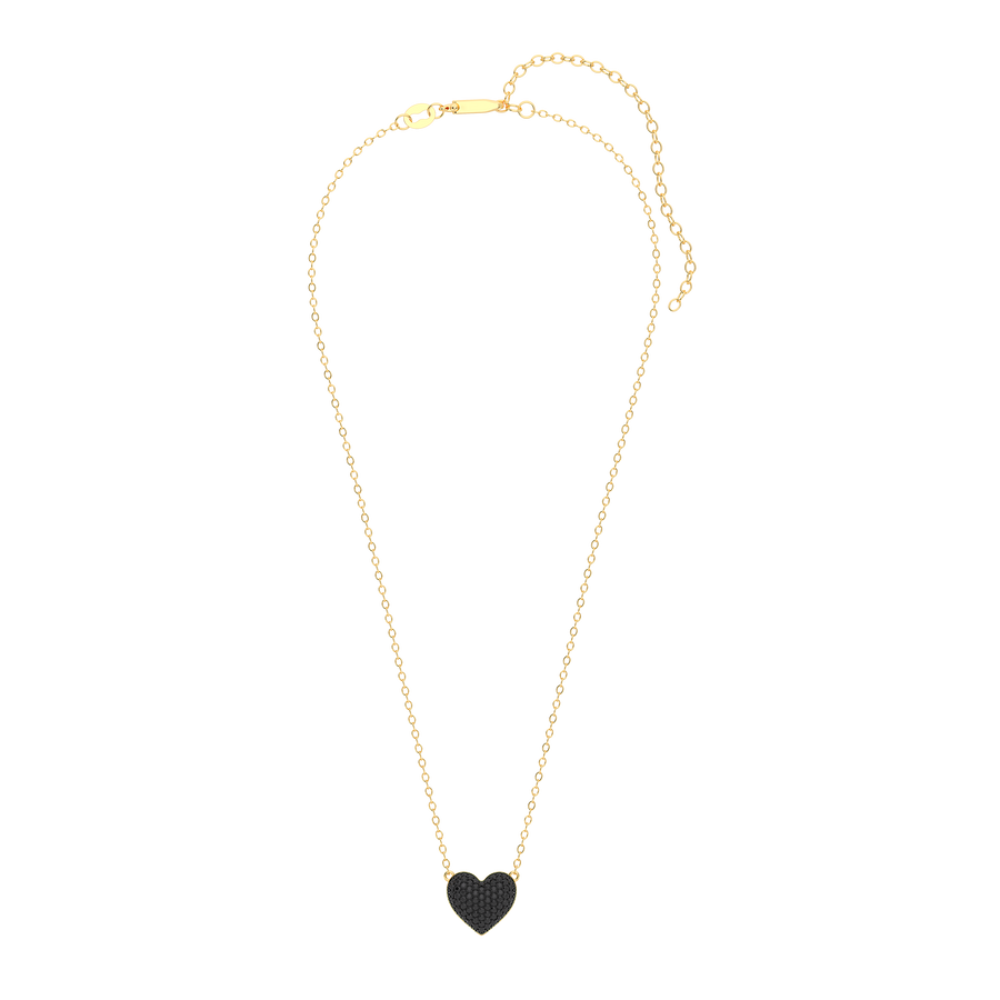 Hello Ella Heart Pendant Necklace in Black