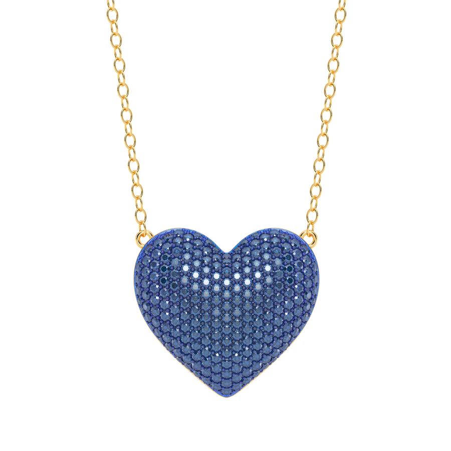Hello Ella Heart Pendant Necklace in Blue