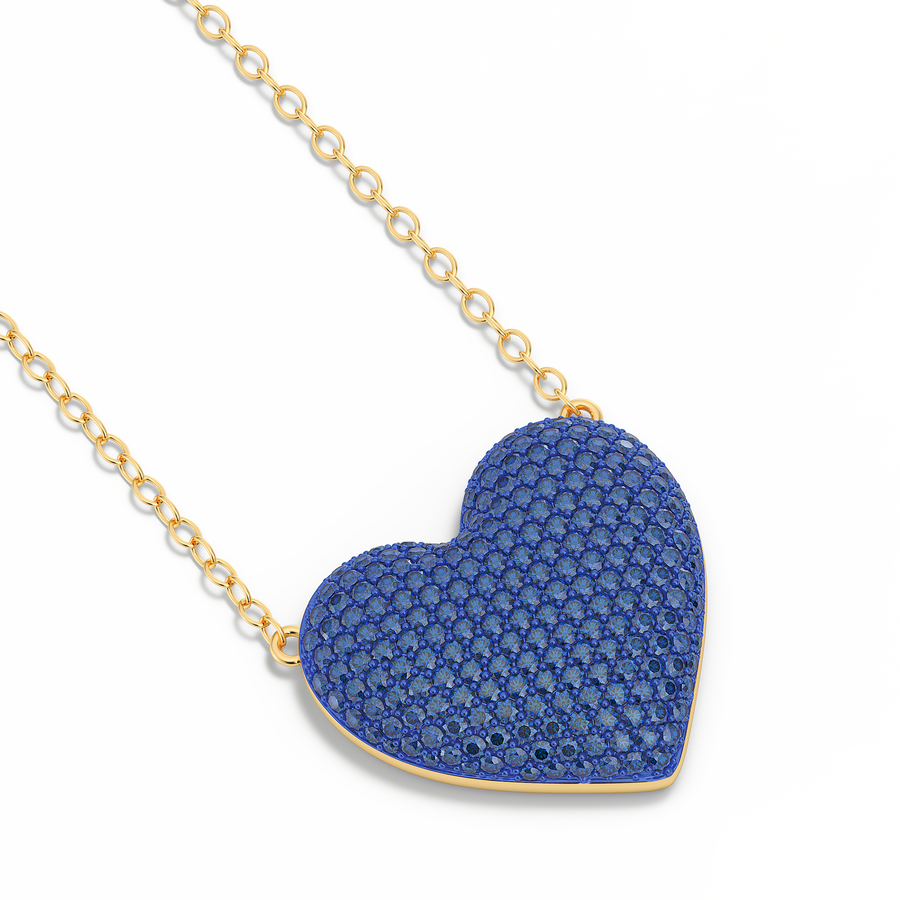 Hello Ella Heart Pendant Necklace in Blue