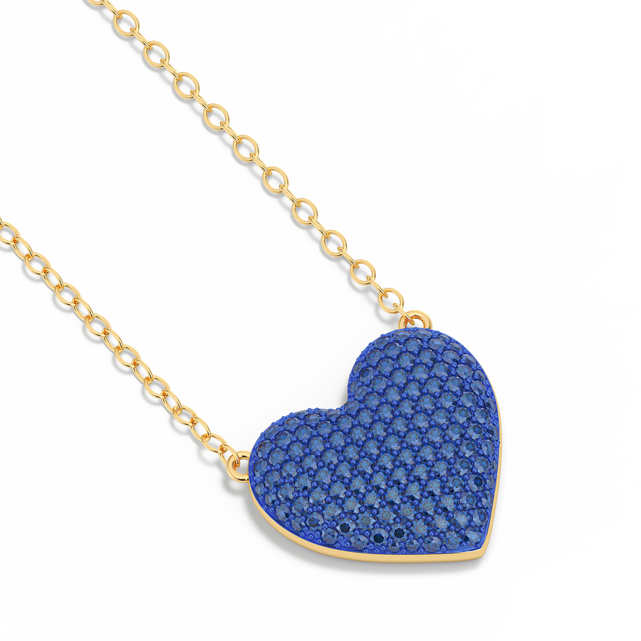 Hello Ella Heart Pendant Necklace in Blue