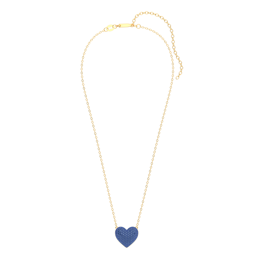 Hello Ella Heart Pendant Necklace in Blue