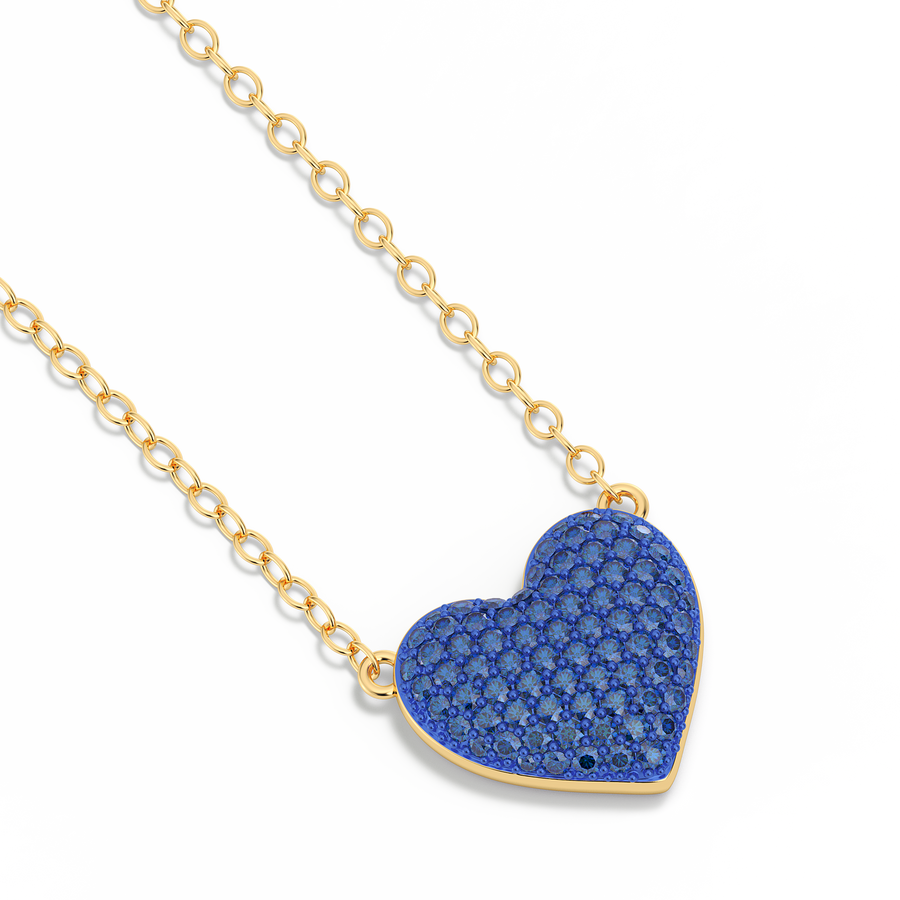 Hello Ella Heart Pendant Necklace in Blue