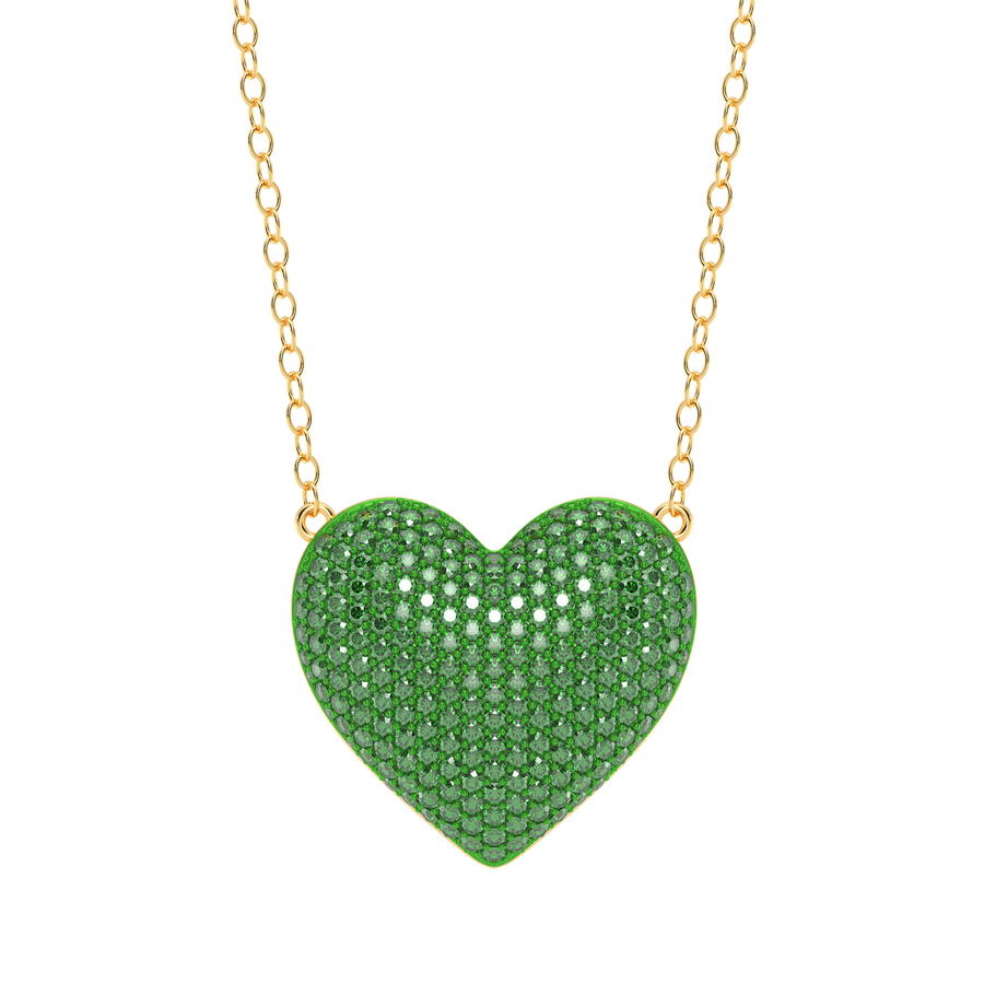 Hello Ella Heart Pendant Necklace in Green