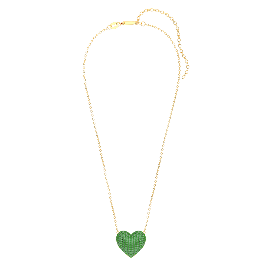 Hello Ella Heart Pendant Necklace in Green