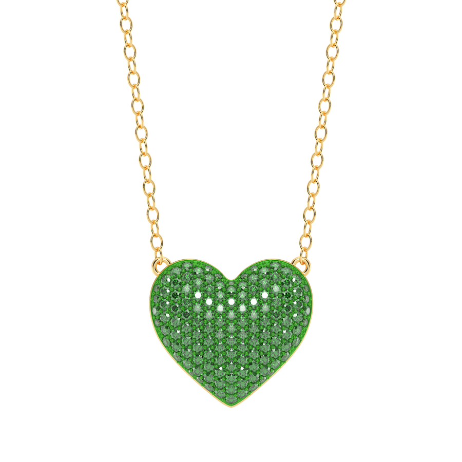 Hello Ella Heart Pendant Necklace in Green