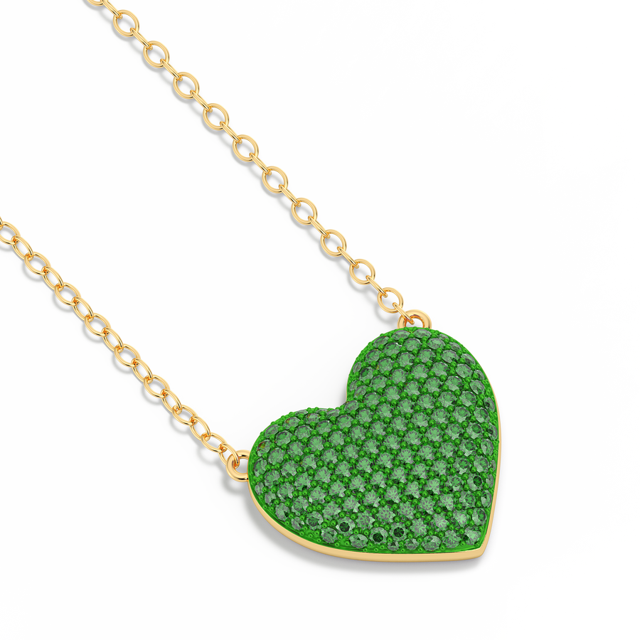 Hello Ella Heart Pendant Necklace in Green