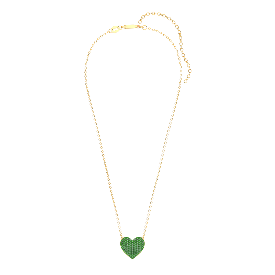 Hello Ella Heart Pendant Necklace in Green