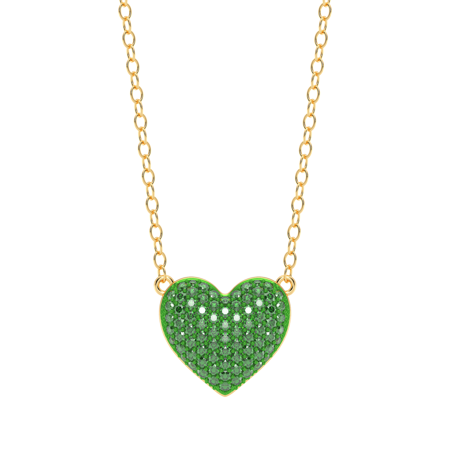 Hello Ella Heart Pendant Necklace in Green