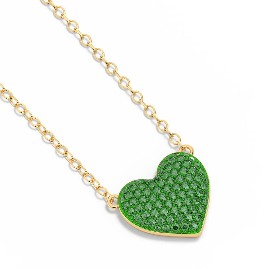 Hello Ella Heart Pendant Necklace in Green