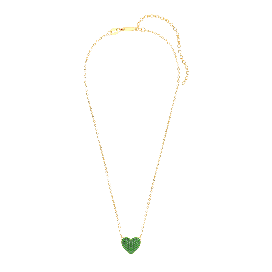 Hello Ella Heart Pendant Necklace in Green