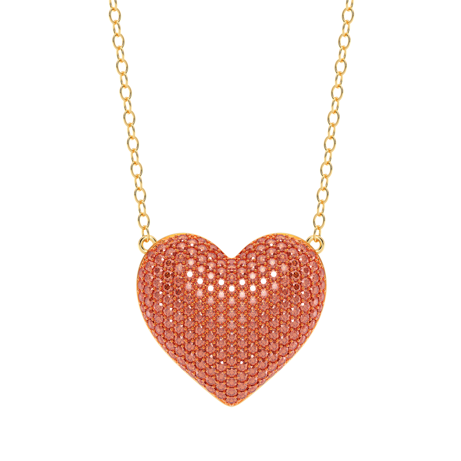 Hello Ella Heart Pendant Necklace in Orange