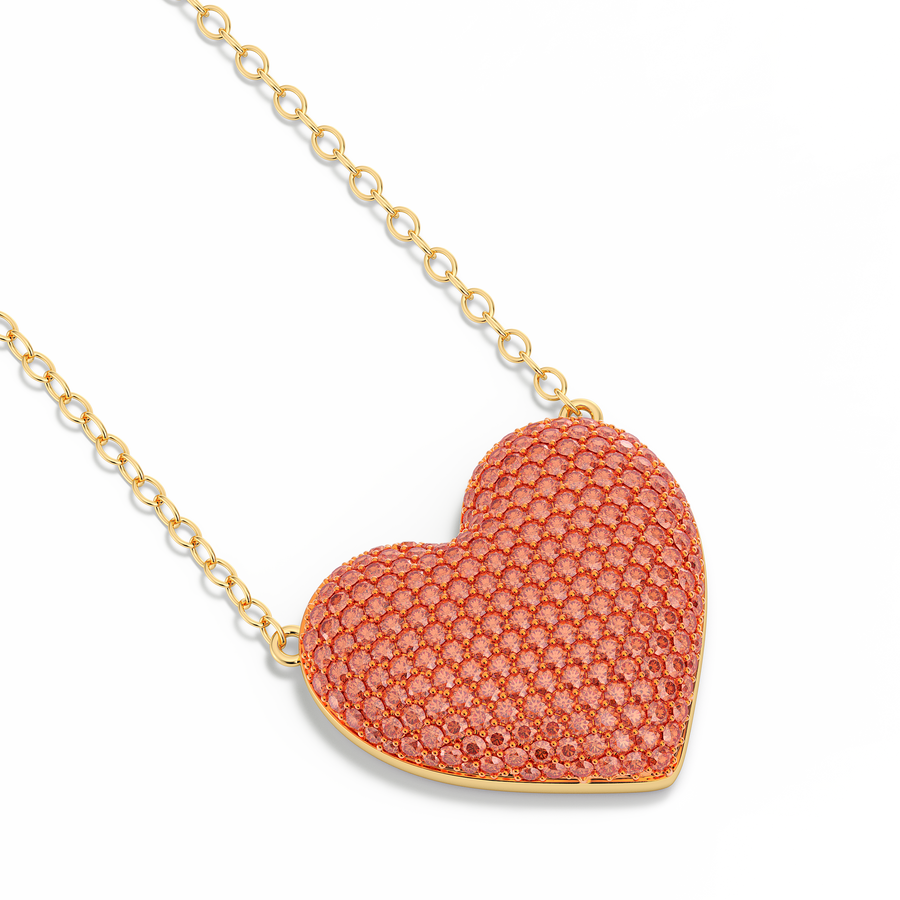 Hello Ella Heart Pendant Necklace in Orange