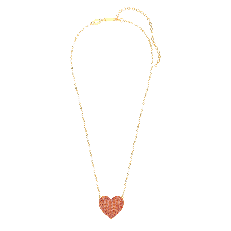 Hello Ella Heart Pendant Necklace in Orange