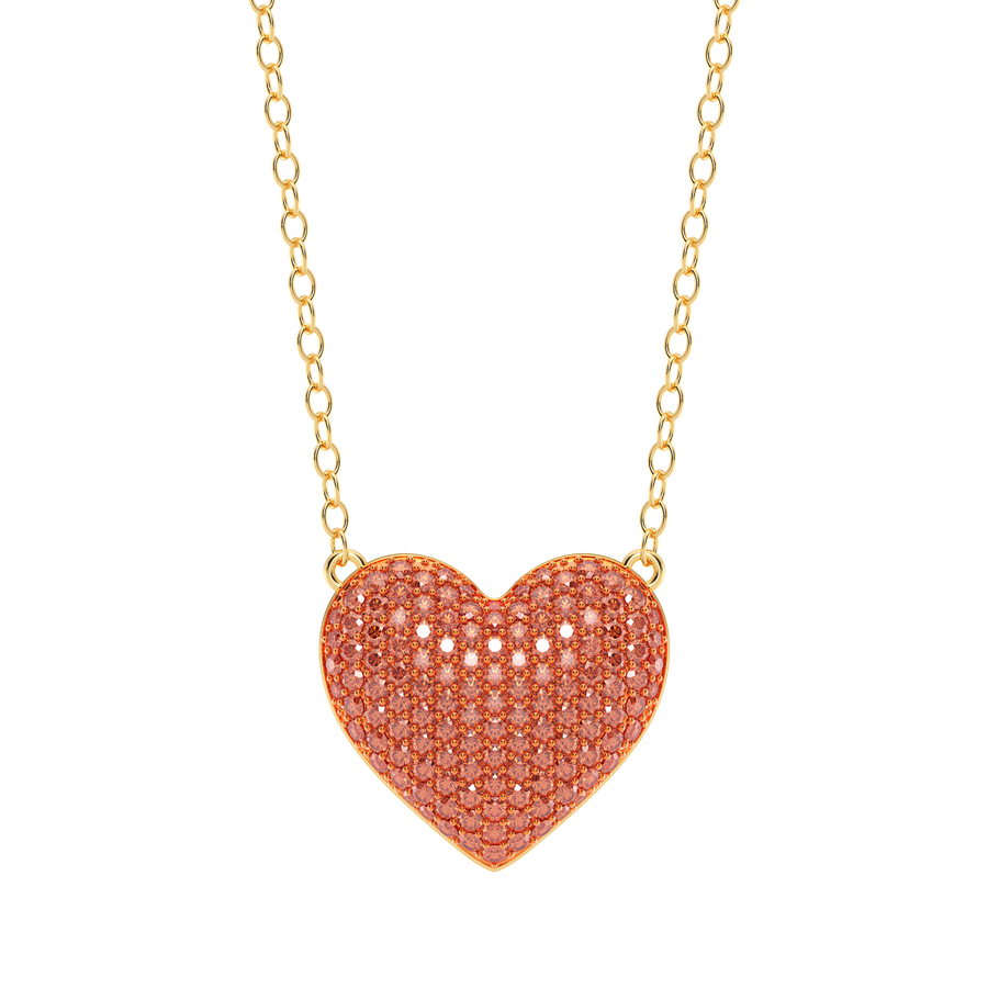 Hello Ella Heart Pendant Necklace in Orange