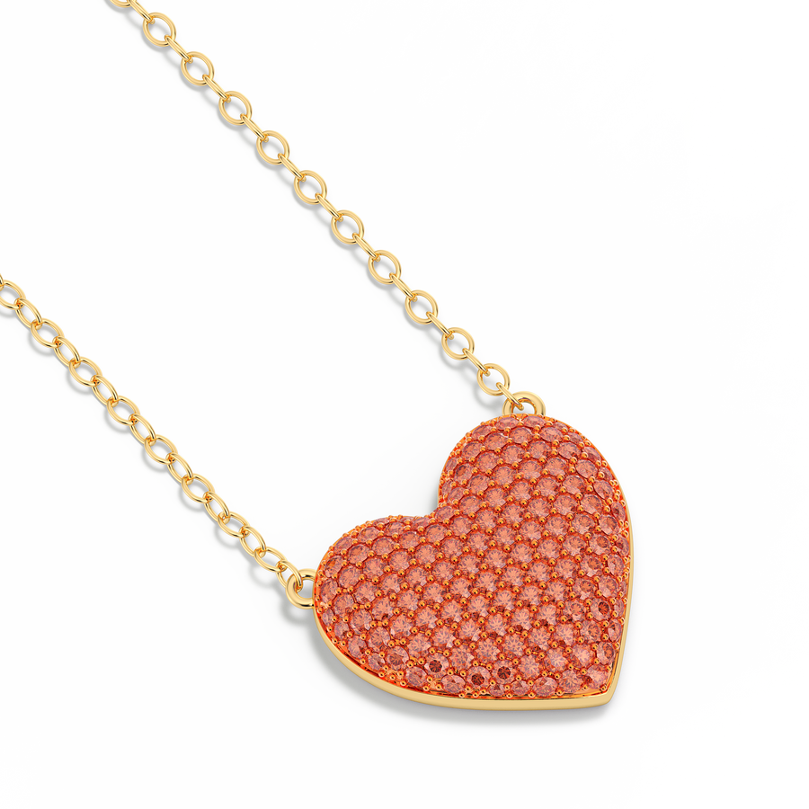 Hello Ella Heart Pendant Necklace in Orange