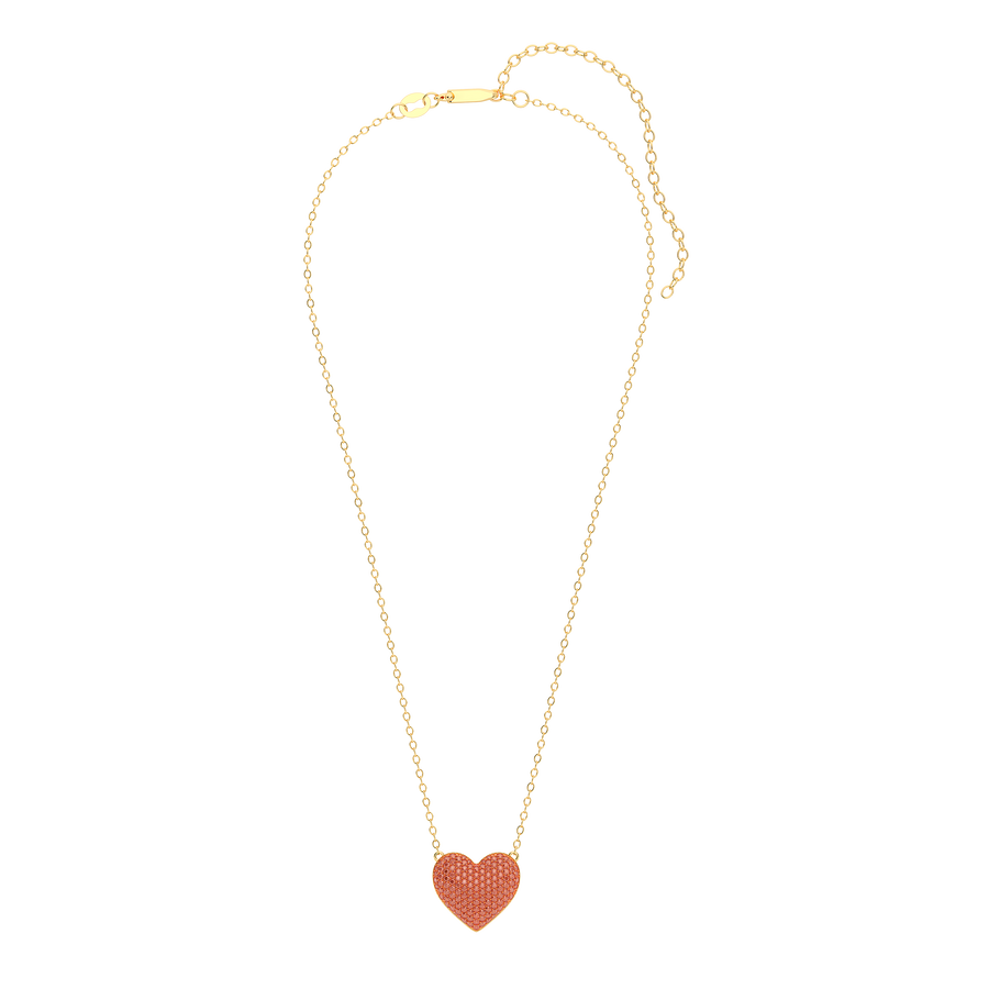 Hello Ella Heart Pendant Necklace in Orange