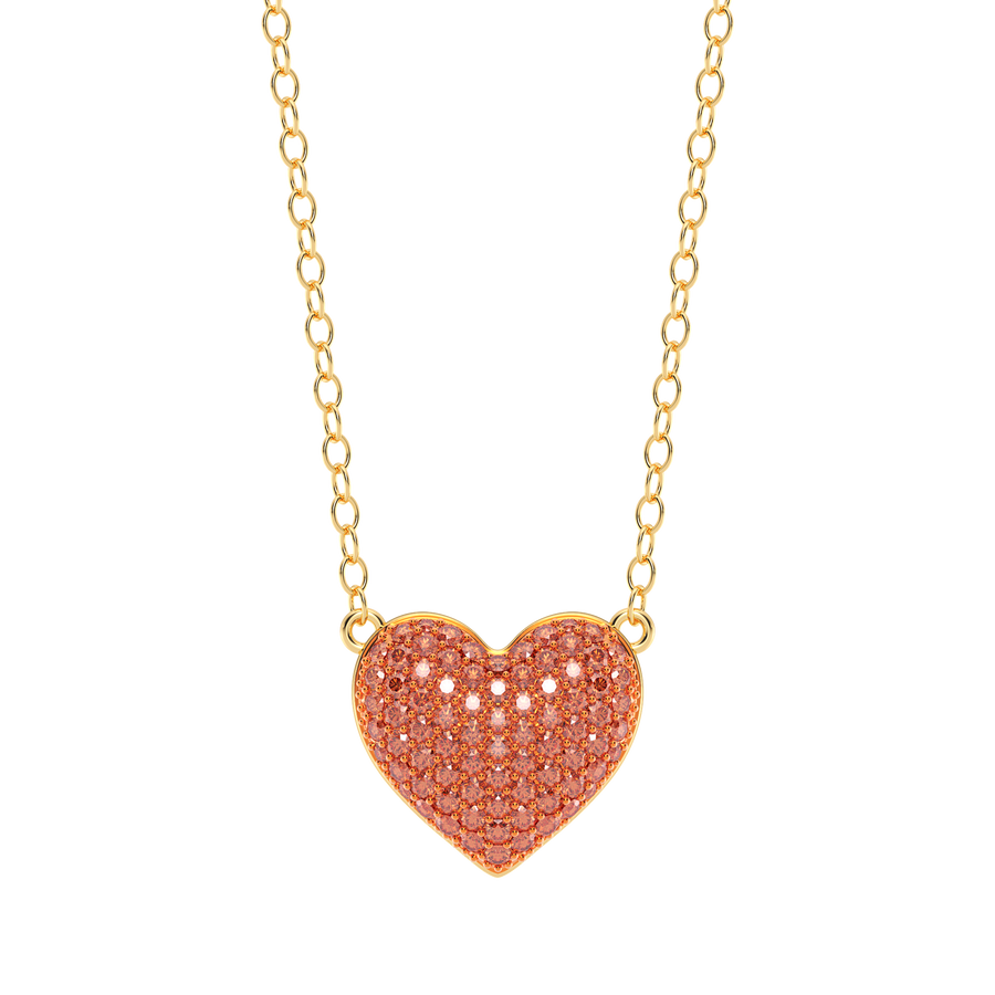 Hello Ella Heart Pendant Necklace in Orange
