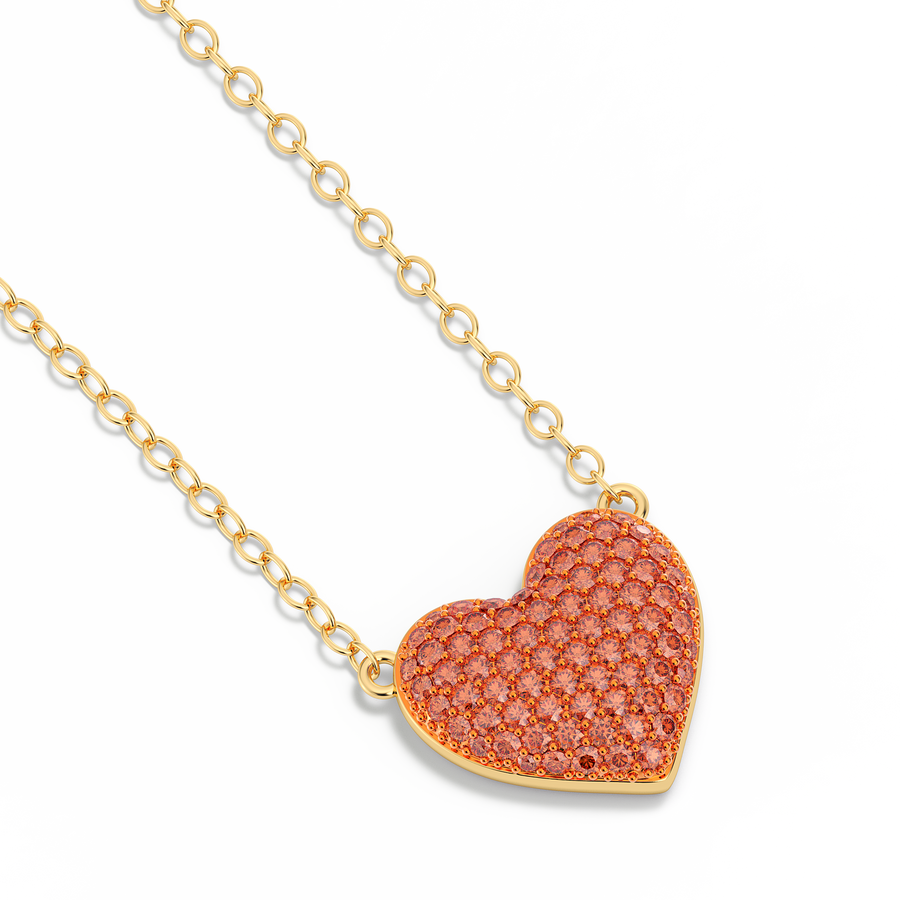 Hello Ella Heart Pendant Necklace in Orange