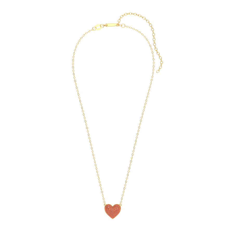 Hello Ella Heart Pendant Necklace in Orange