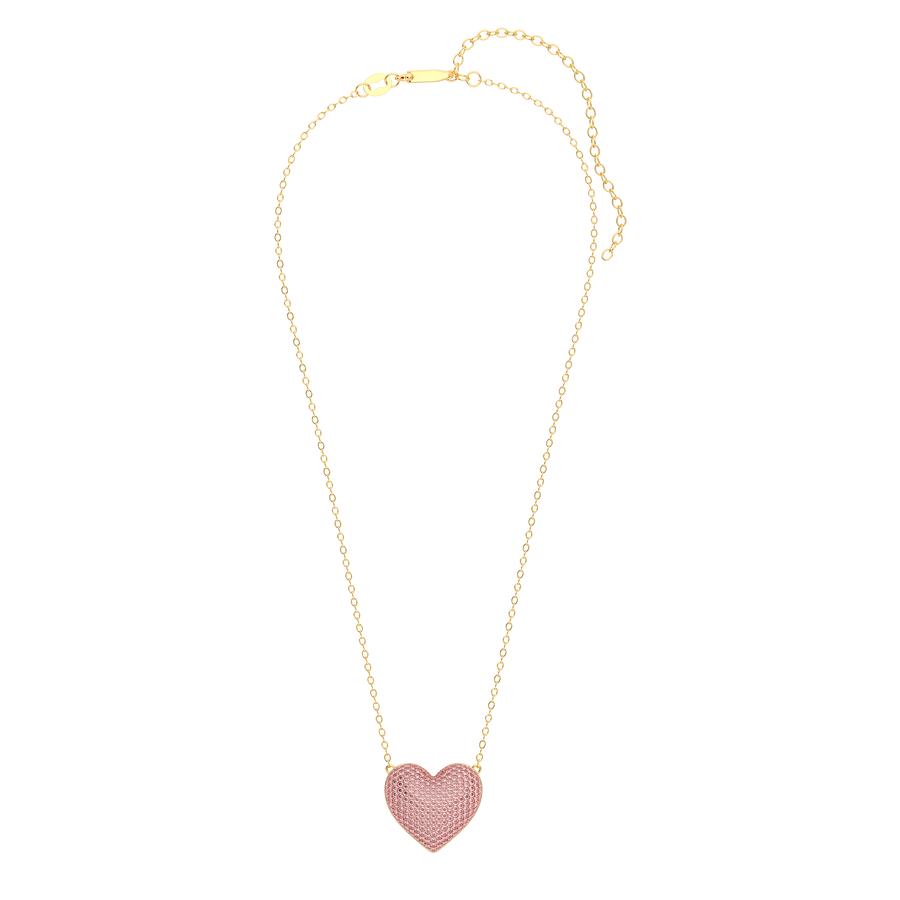 Hello Ella Heart Pendant Necklace in Pink
