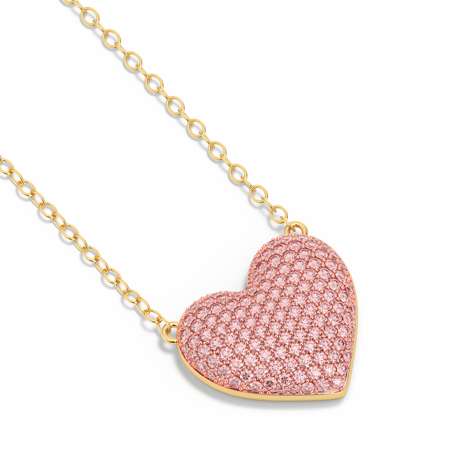 Hello Ella Heart Pendant Necklace in Pink