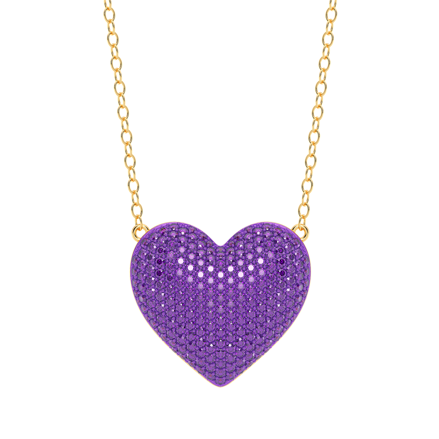 Hello Ella Heart Pendant Necklace in Purple