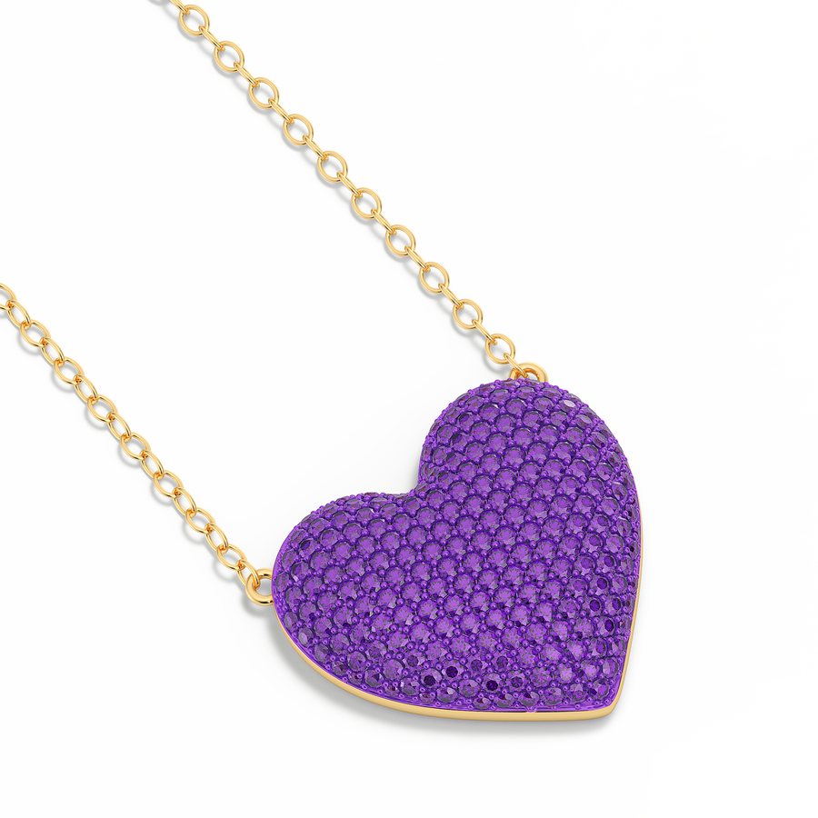 Hello Ella Heart Pendant Necklace in Purple