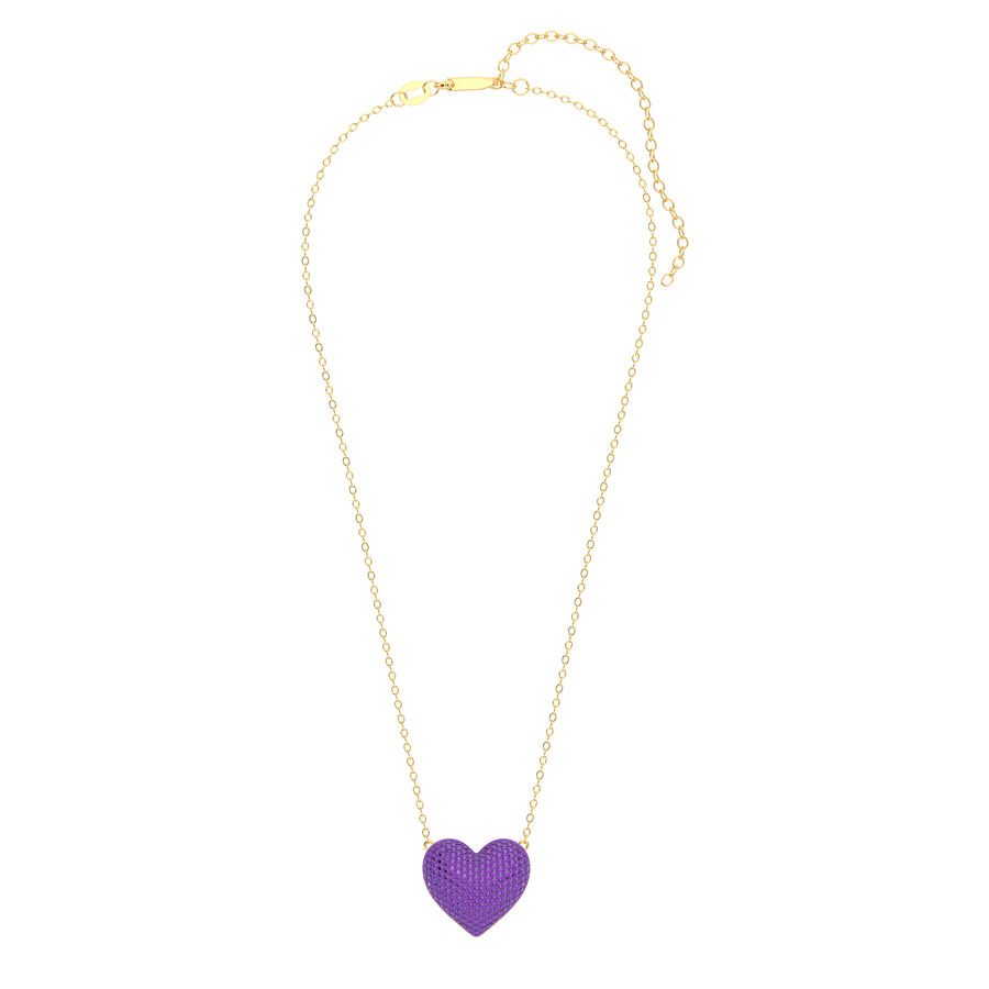 Hello Ella Heart Pendant Necklace in Purple