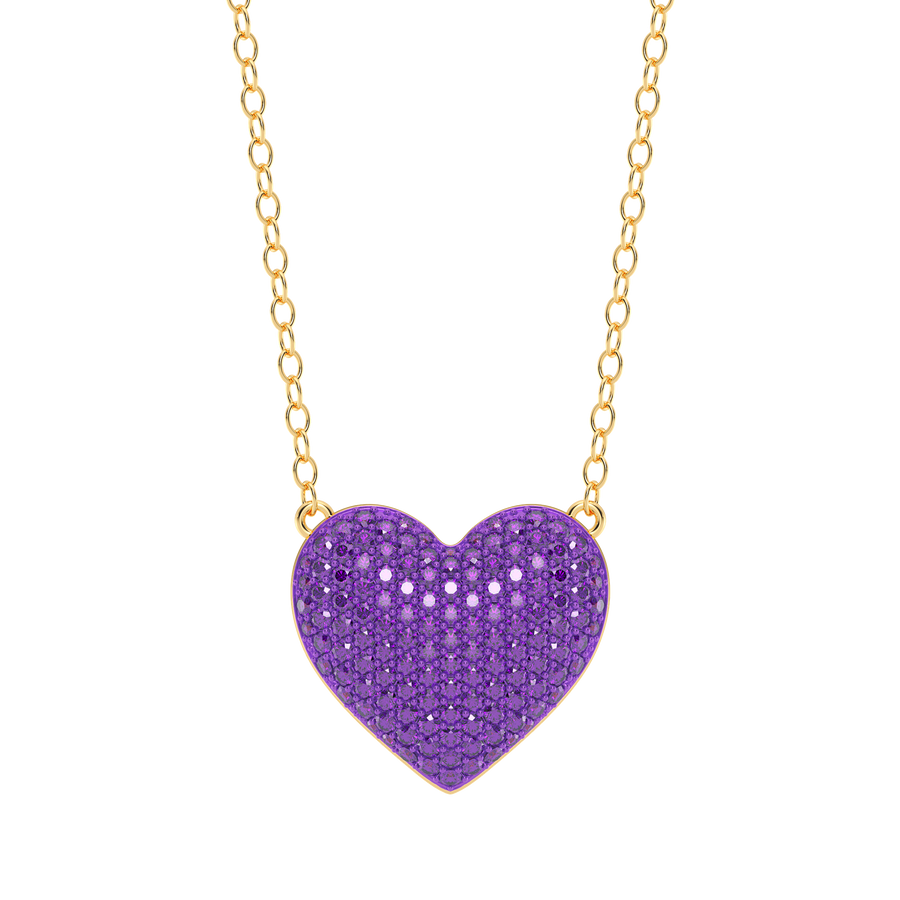 Hello Ella Heart Pendant Necklace in Purple