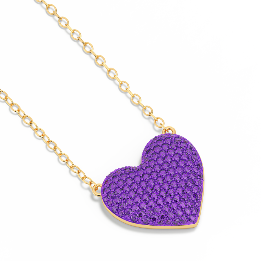 Hello Ella Heart Pendant Necklace in Purple