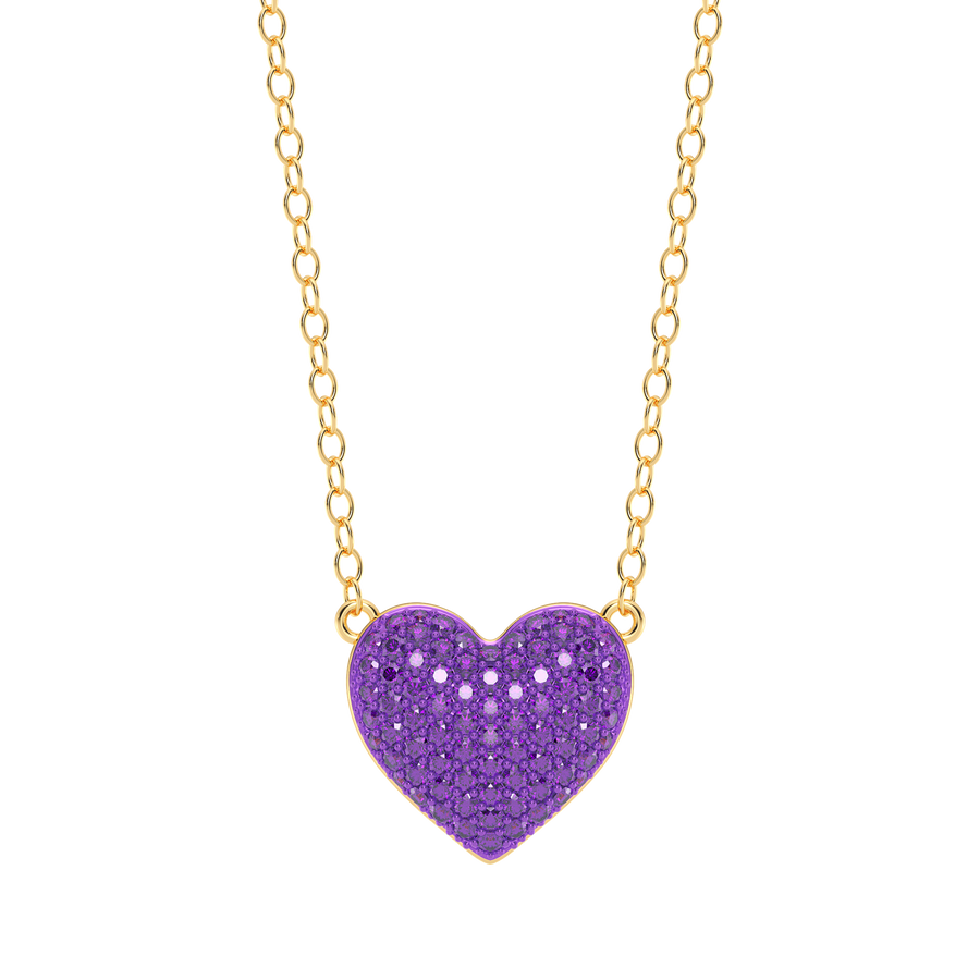 Hello Ella Heart Pendant Necklace in Purple