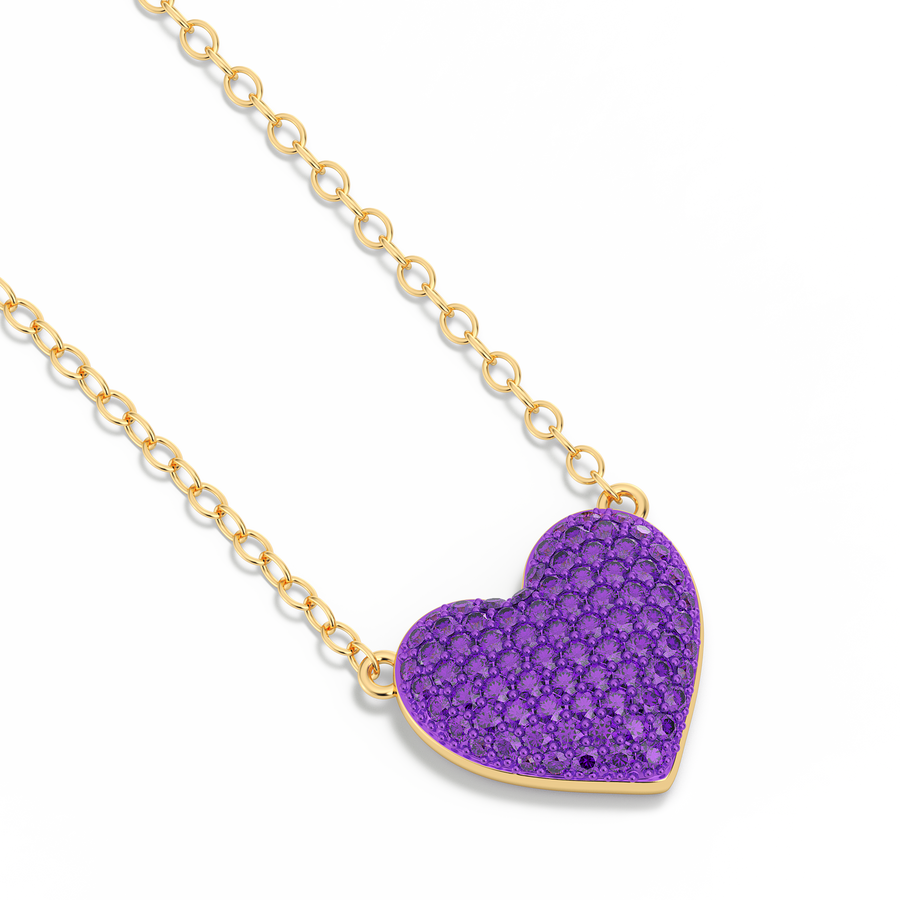 Hello Ella Heart Pendant Necklace in Purple