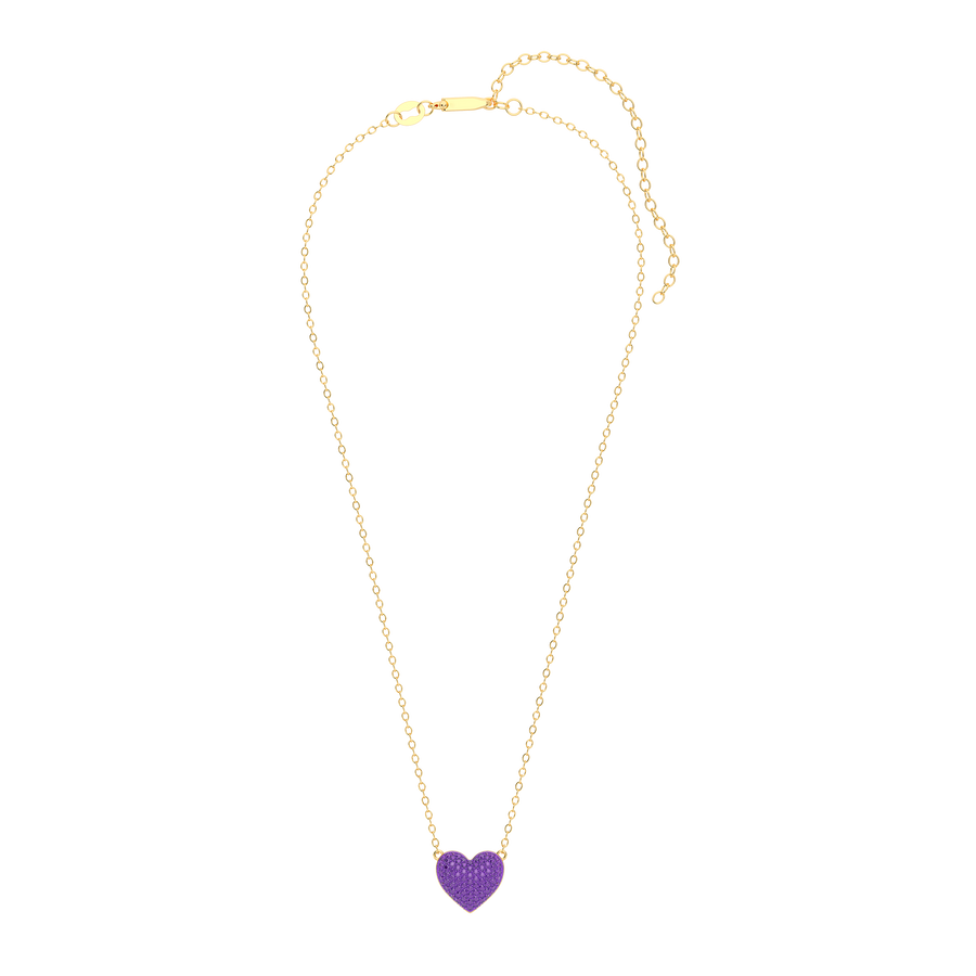 Hello Ella Heart Pendant Necklace in Purple