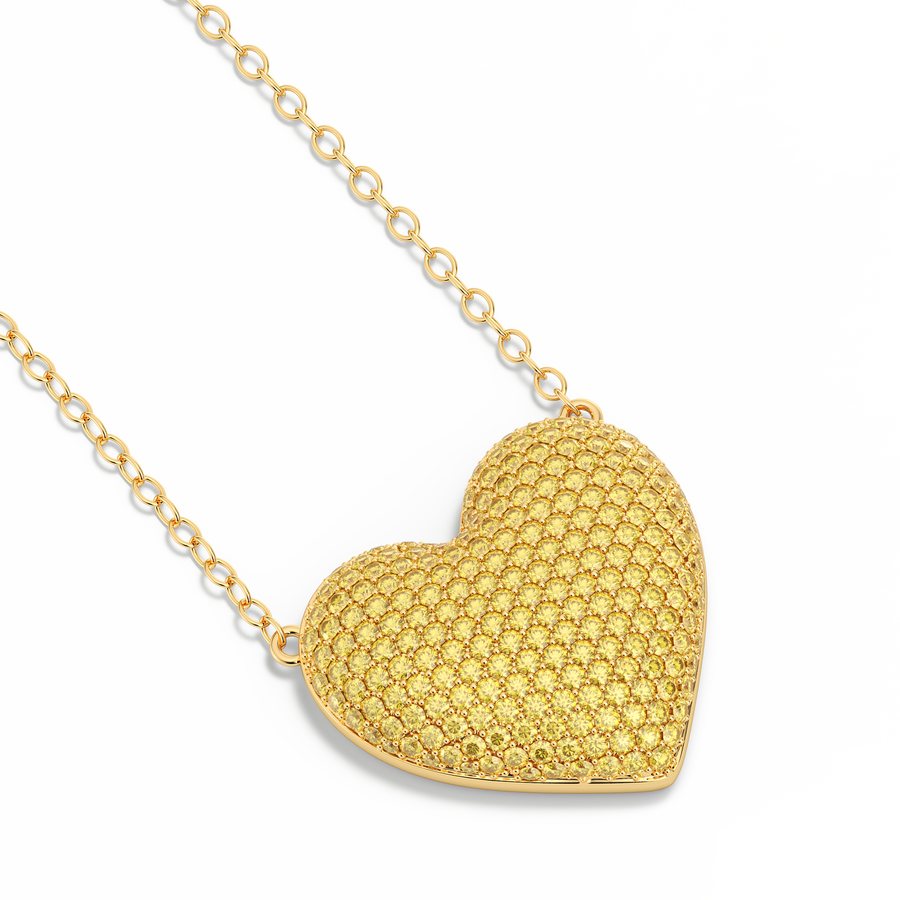 Hello Ella Heart Pendant Necklace in Yellow