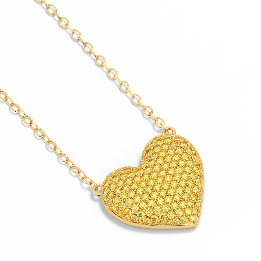Hello Ella Heart Pendant Necklace in Yellow