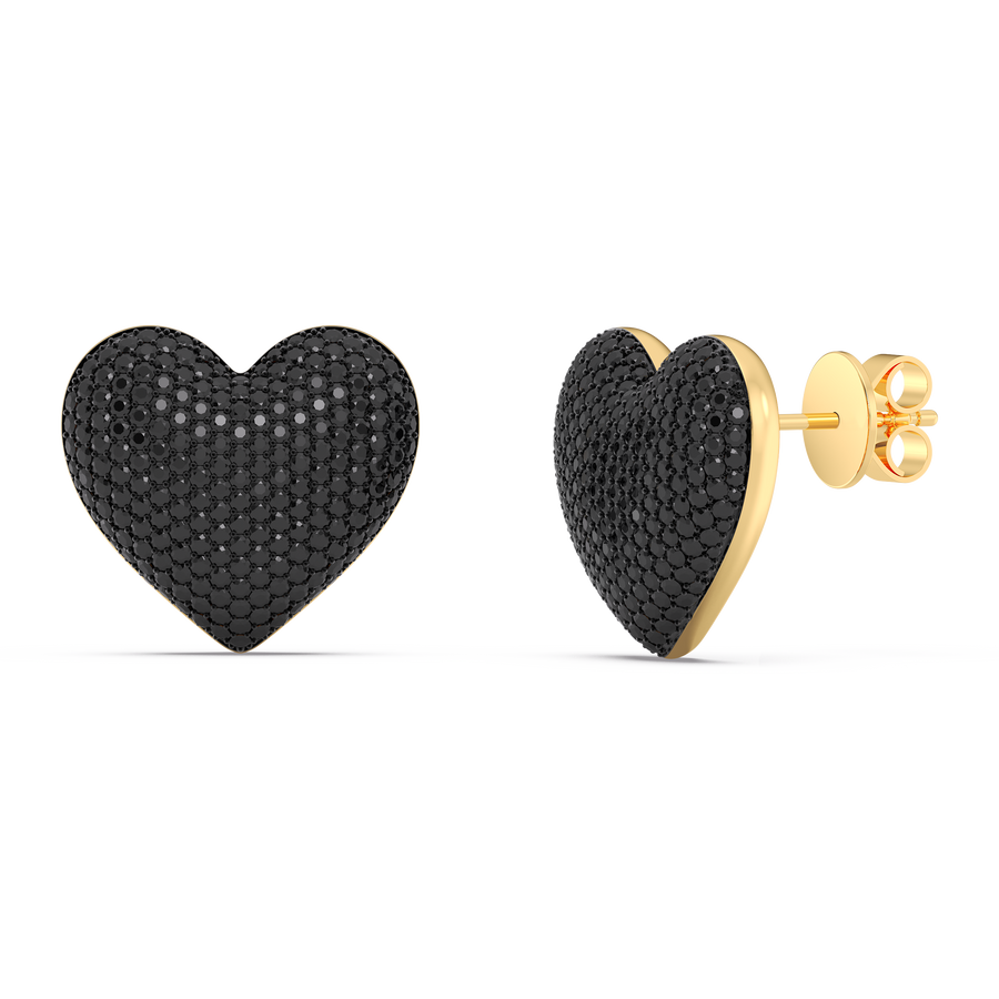 Hello Ella Heart Studs in Black