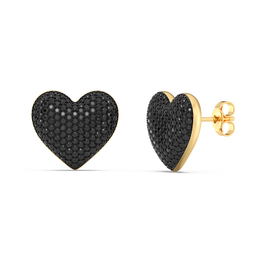 Hello Ella Heart Studs in Black