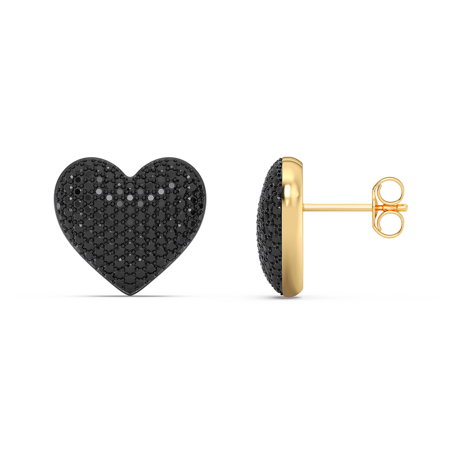 Hello Ella Heart Studs in Black
