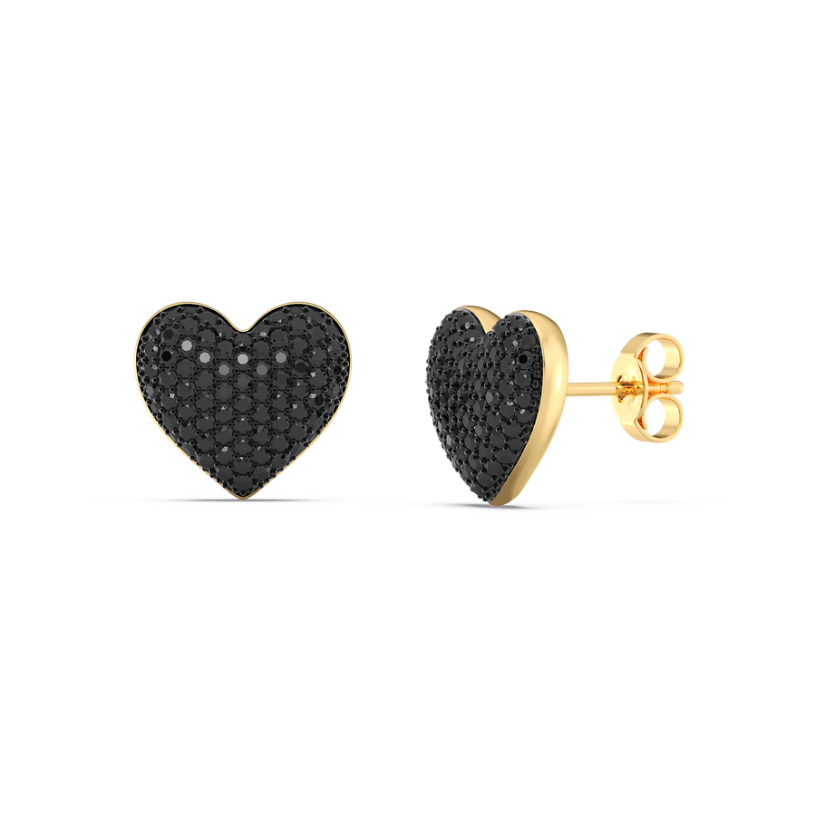 Hello Ella Heart Studs in Black