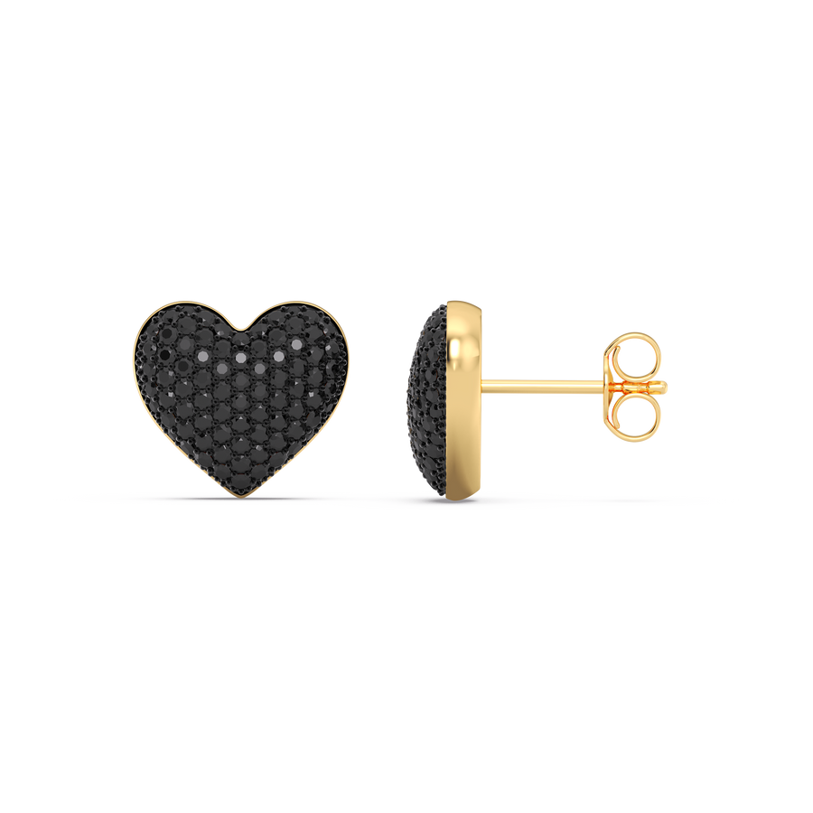 Hello Ella Heart Studs in Black
